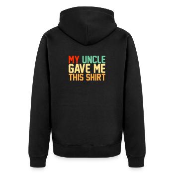 Mein Onkel hat mir dieses Hemd geschenkt, lustiges Retro-Nichtengeschenk - Unisex Premium Bio Zip Hoodie - Schwarz - Hinten - Nico (187cm)