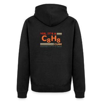 C8H8 Cubane – Yes it's a Cube retro Chemistry - Unisex Premium Organic Zip Hoodie - black - Back - Nico (187cm)