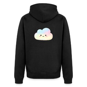 Pastel Cloud with Cute Face Sleep Cloud - Unisex Premium Organic Zip Hoodie - black - Back - Nico (187cm)