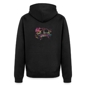 Skeleton Bobsleigh Winter Sports Sled - Unisex Premium Bio Zip Hoodie - Schwarz - Hinten - Nico (187cm)