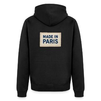 Patch Fait à Paris Tissu - Veste à capuche bio Premium Unisexe - noir - Dos - Nico (187cm)