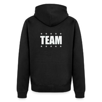 Team with stars - Unisex Premium Organic Zip Hoodie - black - Back - Nico (187cm)
