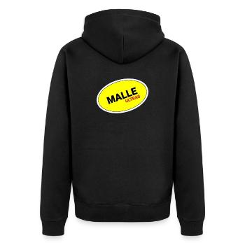 Malle Ultras Gelb Oval Sticker - Unisex Premium Bio Zip Hoodie - Schwarz - Hinten - Nico (187cm)