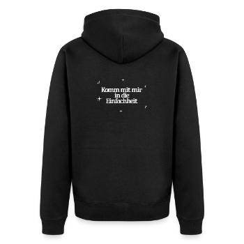 Komm mit mir in die Einfachheit Yoga Achtsamkeit - Unisex Premium Bio Zip Hoodie - Schwarz - Hinten - Nico (187cm)
