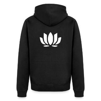 Fleur de lotus Fleur de lotus Fleur de lotus Fleur blanche Fleur blanche - Veste à capuche bio Premium Unisexe - noir - Dos - Nico (187cm)