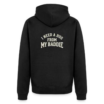 Hug from my baddie - Unisex Premium Organic Zip Hoodie - black - Back - Nico (187cm)