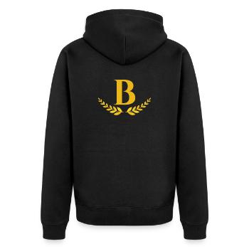 b - Unisex Premium Organic Zip Hoodie - black - Back - Nico (187cm)