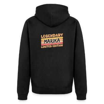 Marika as Legendary - Unisex Premium Organic Zip Hoodie - black - Back - Nico (187cm)