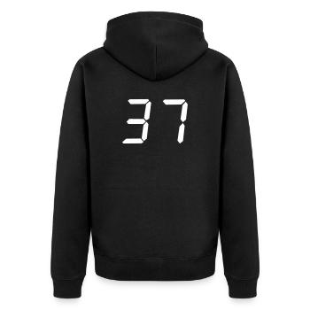 digitale_zahl_37- - Unisex Premium Organic Zip Hoodie - black - Back - Nico (187cm)