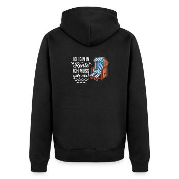 Ich bin in Rente ich muss gar nix mit Strandkorb  - Unisex Premium Bio Zip Hoodie - Schwarz - Hinten - Nico (187cm)