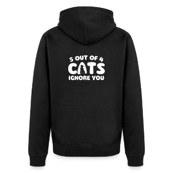 5 von 4 Katzen ignorieren deinen Katzenhumor - Unisex Premium Bio Zip Hoodie - Schwarz - Hinten - Nico (187cm)