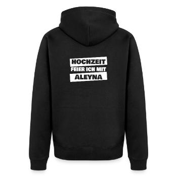 Heiraten Aleyna - Unisex Premium Bio Zip Hoodie - Schwarz - Hinten - Nico (187cm)