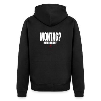 Montag? Nein Danke - Unisex Premium Bio Zip Hoodie - Schwarz - Hinten - Nico (187cm)