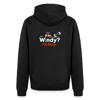 Kitesurfing Kiteboarding Wind Busy Humor - Unisex Premium Organic Zip Hoodie - black - Back - Nico (187cm)