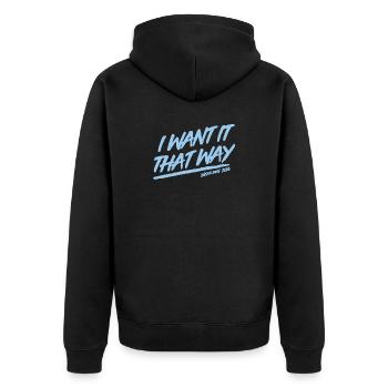 I Want It That Way - Backstreet - Düsseldorf 2026 - Unisex Premium Bio Zip Hoodie - Schwarz - Hinten - Nico (187cm)