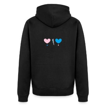Two hearts - Unisex Premium Organic Zip Hoodie - black - Back - Nico (187cm)