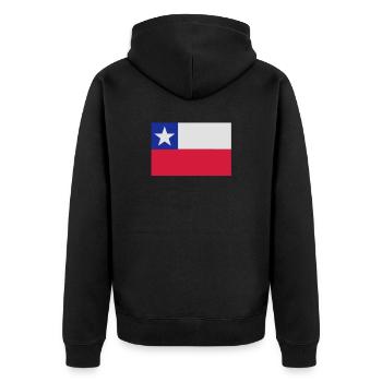 Chilenische Flagge Stylisiert - Unisex Premium Bio Zip Hoodie - Schwarz - Hinten - Nico (187cm)