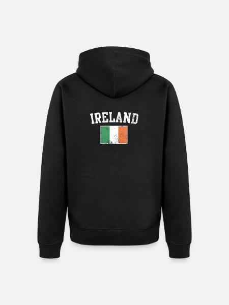 Emblème Varsity du drapeau irlandais - Veste à capuche bio Premium Unisexe - noir