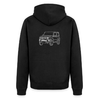 Jimny jeep - Unisex Premium Bio Zip Hoodie - Schwarz - Hinten - Nico (187cm)