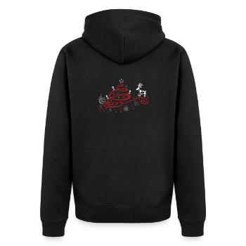 Christmas. Christmas tree with reindeer. - Unisex Premium Organic Zip Hoodie - black - Back - Nico (187cm)