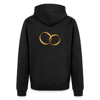 deux anneaux d'or - alliance - mariage - Veste à capuche bio Premium Unisexe - noir - Dos - Nico (187cm)