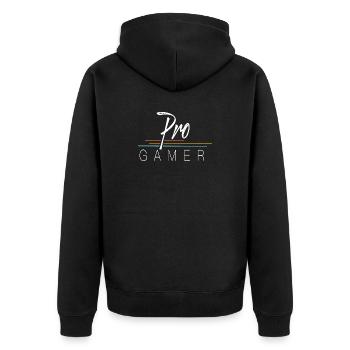 Pro Gamer - Unisex Premium Bio Zip Hoodie - Schwarz - Hinten - Nico (187cm)