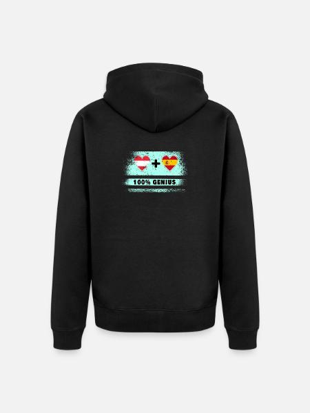 Austria and Spain 100% Ingenious / Gift - Unisex Premium Organic Zip Hoodie - black