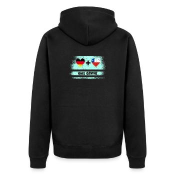Deutschland und Chile 100% Genial / Geschenk - Unisex Premium Bio Zip Hoodie - Schwarz - Hinten - Nico (187cm)