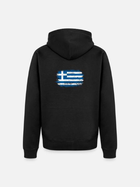 Brushed Greek Flag - Unisex Premium Organic Zip Hoodie - black