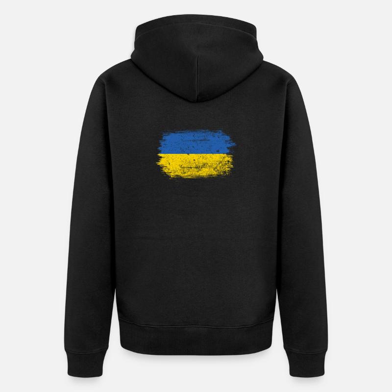 Coup de pinceau du drapeau ukrainien - Veste à capuche bio Premium Unisexe - noir