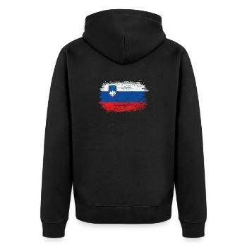 Slovenia Flag Brush Art - Unisex Premium Organic Zip Hoodie - black - Back - Nico (187cm)