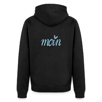moin Nordsee Ostsee Meer - Unisex Premium Bio Zip Hoodie - Schwarz - Hinten - Nico (187cm)