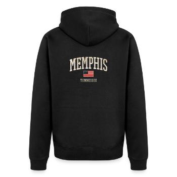 Memphis Tennessee Vintage Flag - Unisex Premium Bio Zip Hoodie - Schwarz - Hinten - Nico (187cm)
