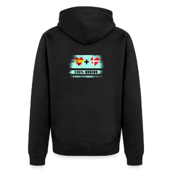 Spanien und Dänemark Flagge 100% genial - Unisex Premium Bio Zip Hoodie - Schwarz - Hinten - Nico (187cm)