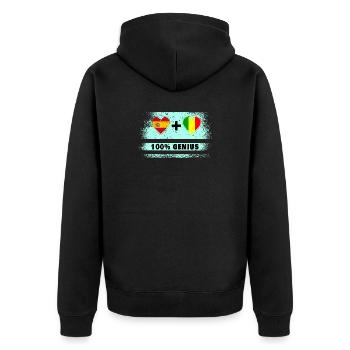 Spanien und Mali Flagge 100% genial - Unisex Premium Bio Zip Hoodie - Schwarz - Hinten - Nico (187cm)