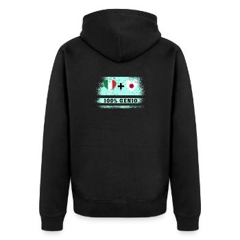 Italien und Japan 100% geniale Flagge - Unisex Premium Bio Zip Hoodie - Schwarz - Hinten - Nico (187cm)