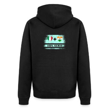 Italien und Indien 100% Genius Flagge - Unisex Premium Bio Zip Hoodie - Schwarz - Hinten - Nico (187cm)