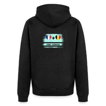 Drapeau France et Belgique 100% génial - Veste à capuche bio Premium Unisexe - noir - Dos - Nico (187cm)