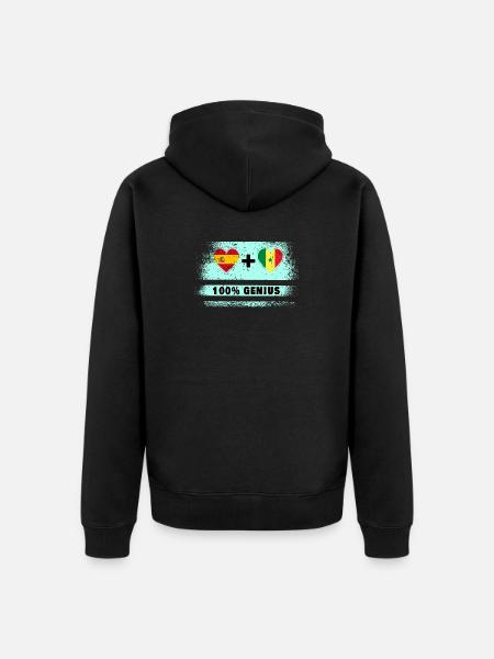 Spain and Senegal flag 100% genius - Unisex Premium Organic Zip Hoodie - black
