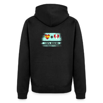 Spanien und Peru Flagge 100% genial - Unisex Premium Bio Zip Hoodie - Schwarz - Hinten - Nico (187cm)