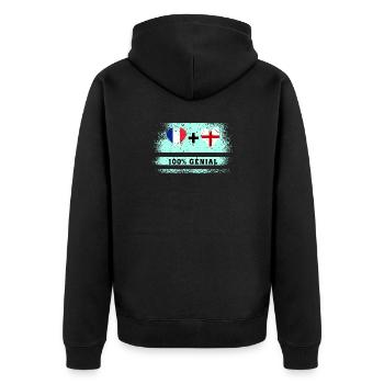 Drapeau France et Angleterre 100% génial - Veste à capuche bio Premium Unisexe - noir - Dos - Nico (187cm)