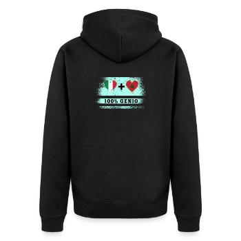 Italien und Marokko 100% geniale Flagge - Unisex Premium Bio Zip Hoodie - Schwarz - Hinten - Nico (187cm)