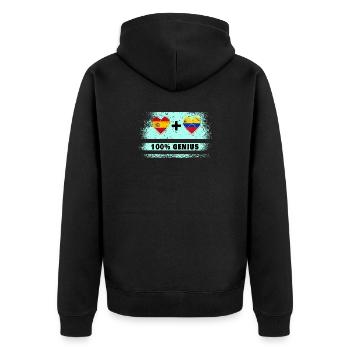 Spain and Venezuela flag 100% genius - Unisex Premium Organic Zip Hoodie - black - Back - Nico (187cm)