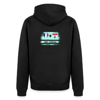 Flagge Frankreich und Libanon 100% genial - Unisex Premium Bio Zip Hoodie - Schwarz - Hinten - Nico (187cm)