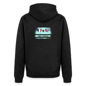 Flagge Frankreich und Kuba 100% genial - Unisex Premium Bio Zip Hoodie - Schwarz - Hinten - Nico (187cm)