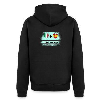 Italien und Spanien100% geniale Flagge - Unisex Premium Bio Zip Hoodie - Schwarz - Hinten - Nico (187cm)