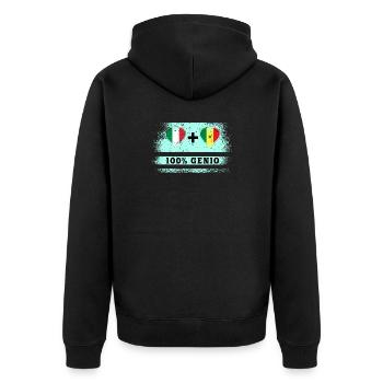 Italien und Schweiz 100% geniale Flagge - Unisex Premium Bio Zip Hoodie - Schwarz - Hinten - Nico (187cm)