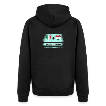 Italien und Ungarn 100% geniale Flagge - Unisex Premium Bio Zip Hoodie - Schwarz - Hinten - Nico (187cm)