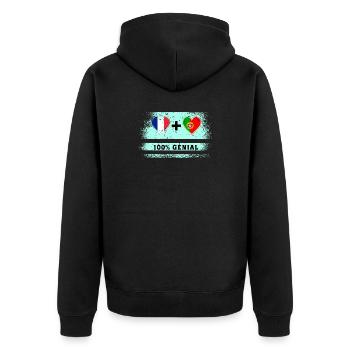 Drapeau France et Portugal 100% génial - Veste à capuche bio Premium Unisexe - noir - Dos - Nico (187cm)