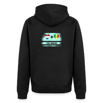 Senegal and the Netherlands 100% Genius flag - Unisex Premium Organic Zip Hoodie - black - Back - Nico (187cm)